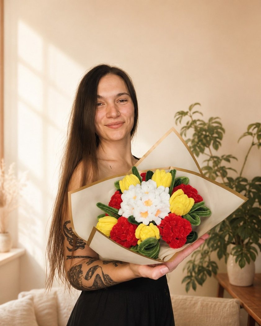 Tereza - tvůrkyně kytiček z chlupatých drátků